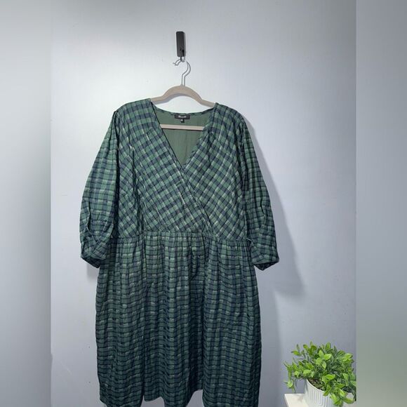 Madewell Plus Womens Marianna Puff-Sleeve Mini Dress in Plaid Size 4X EUC preppy - Picture 2 of 9
